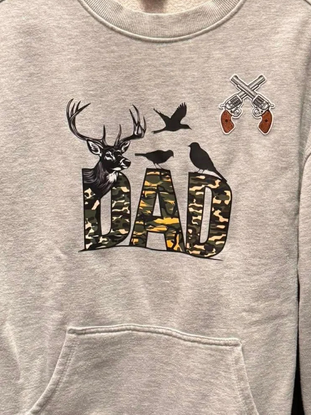 Gray 'DAD' EMBROIDERED Graphic Crewneck Sweater LARGE